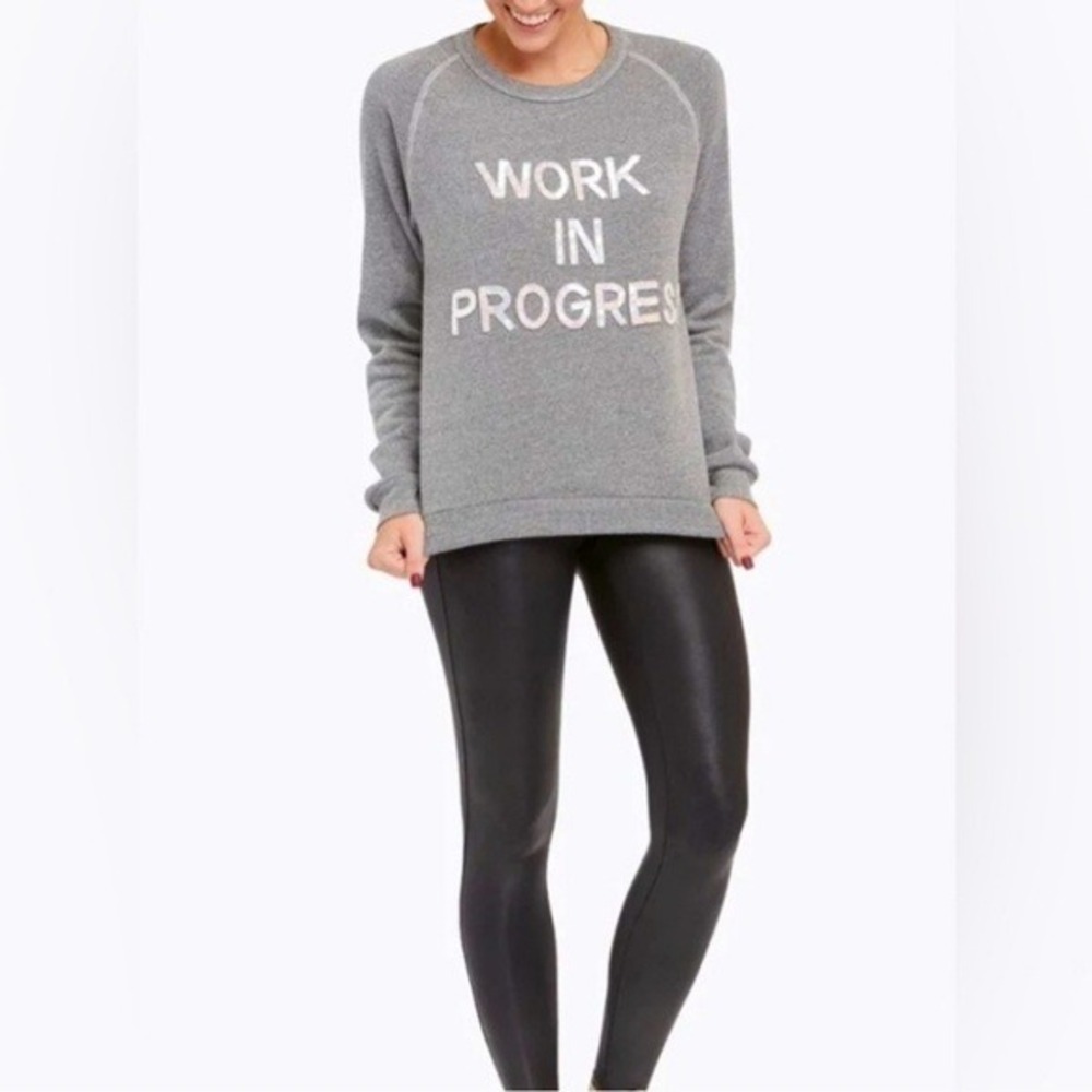 Bow &‎ Drape Work In Progress Sequin Beaded Graphic Sweatshirt Top Women Medium